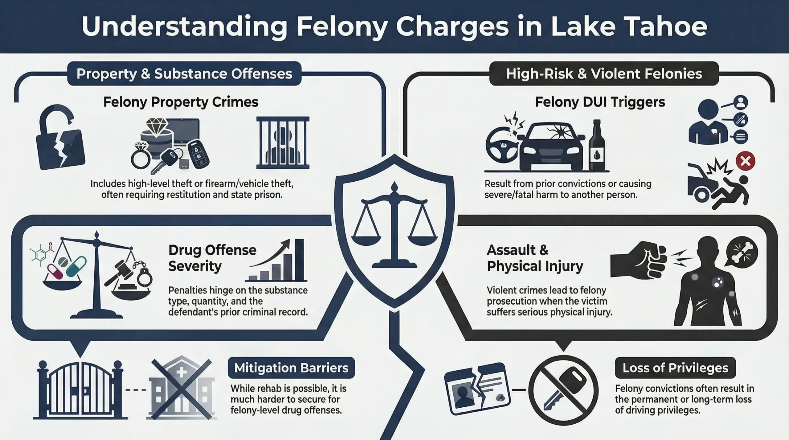 types of felony charges in lake tahoe ca
